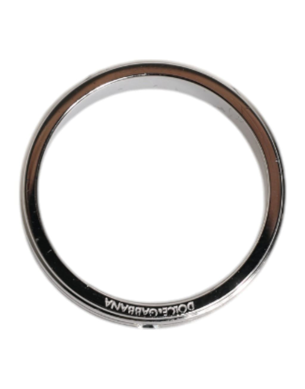 Dolce &amp; Gabbana Silver Tone Brass Clear Crystal DG Logo Ring