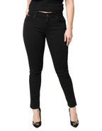Dolce &amp; Gabbana Black Cotton Mid Waisted Skinny Denim Jeans