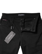 Dolce &amp; Gabbana Black Cotton Mid Waisted Skinny Denim Jeans