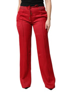 Dolce &amp; Gabbana Red Viscose Straight Fit Pants
