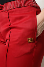 Dolce &amp; Gabbana Red Viscose Straight Fit Pants