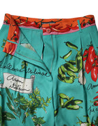 Dolce &amp; Gabbana Green Silk Printed Straight Pants