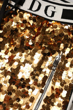 Dolce &amp; Gabbana Metallic Gold DG Logo Sequined Jogger Pants