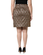 Dolce &amp; Gabbana Brown Polyester Brocade A-line Mini Skirt