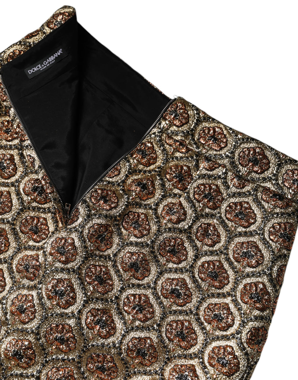 Dolce &amp; Gabbana Brown Polyester Brocade A-line Mini Skirt