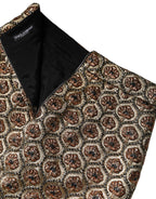 Dolce &amp; Gabbana Brown Polyester Brocade A-line Mini Skirt