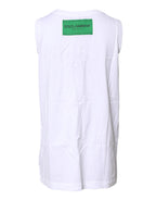 Dolce &amp; Gabbana White Floral Printed Cotton Sleeveless T-shirt