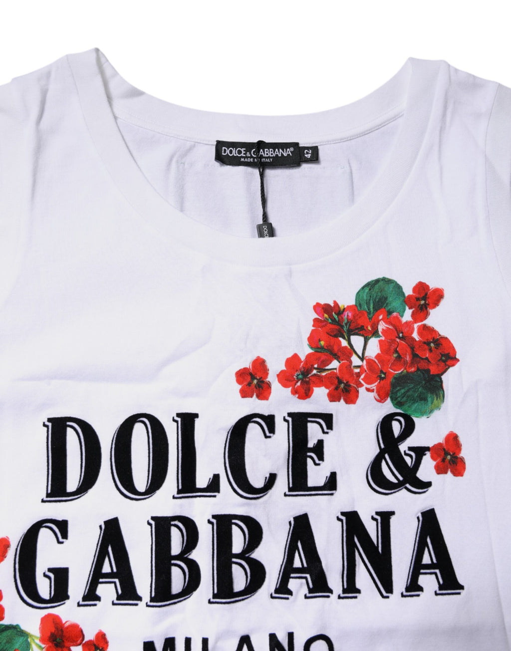Dolce &amp; Gabbana White Floral Printed Cotton Sleeveless T-shirt