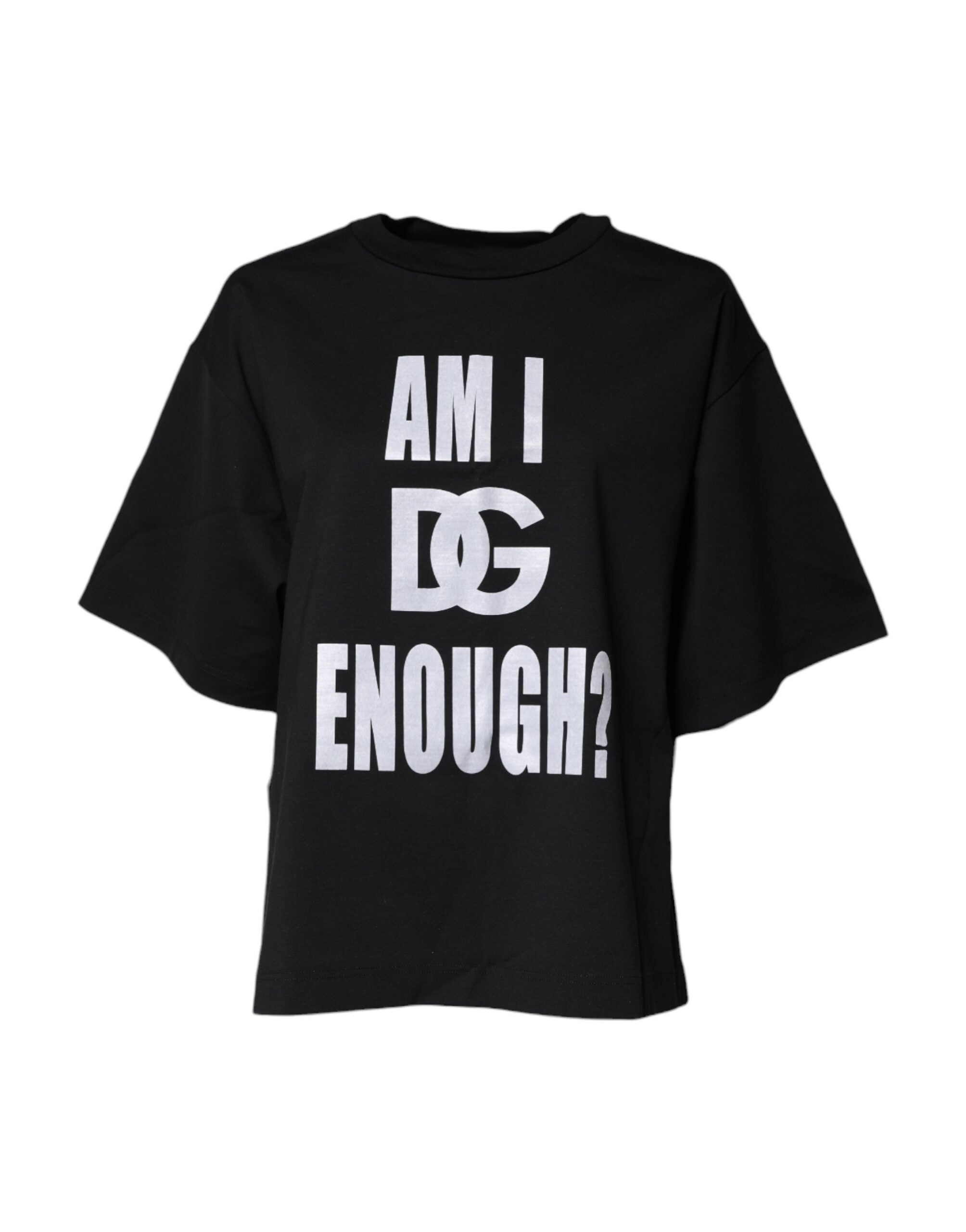 Dolce &amp; Gabbana Black Printed Cotton Crew Neck Tee T-shirt