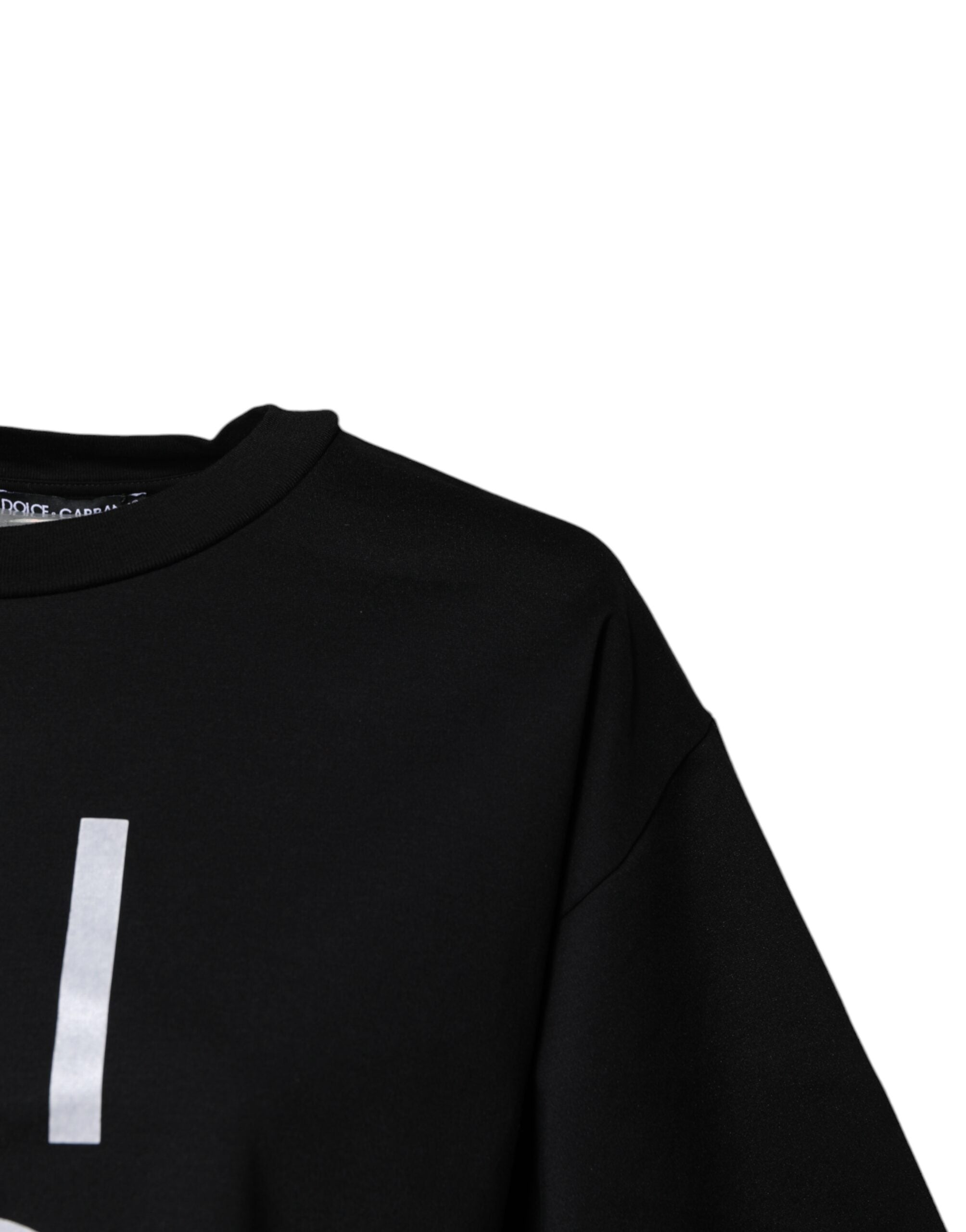 Dolce &amp; Gabbana Black Printed Cotton Crew Neck Tee T-shirt
