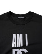 Dolce & Gabbana Black Printed Cotton Crew Neck Tee T-shirt