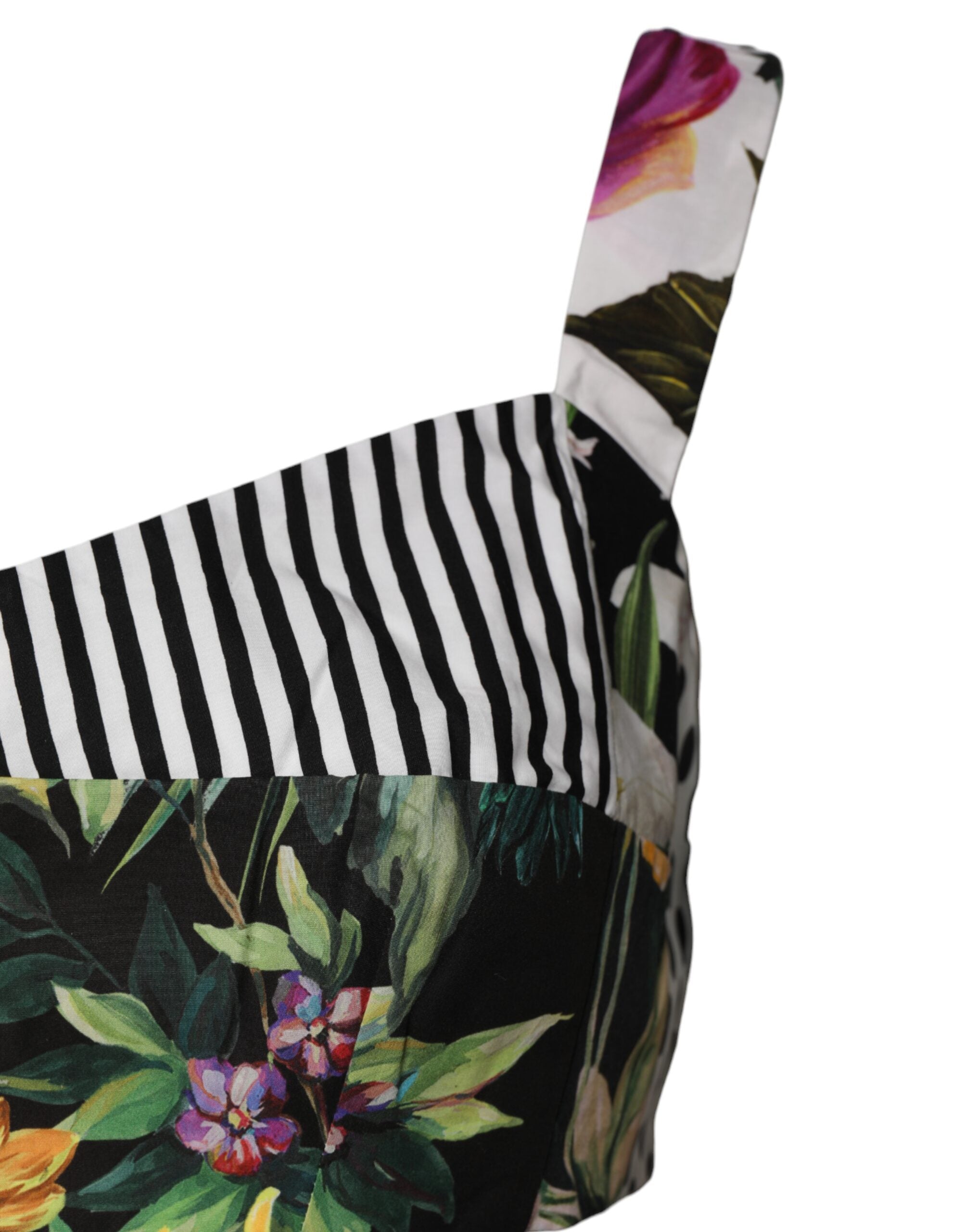 Dolce &amp; Gabbana Multicolor Sweetheart Neck Patchwork Crop Top