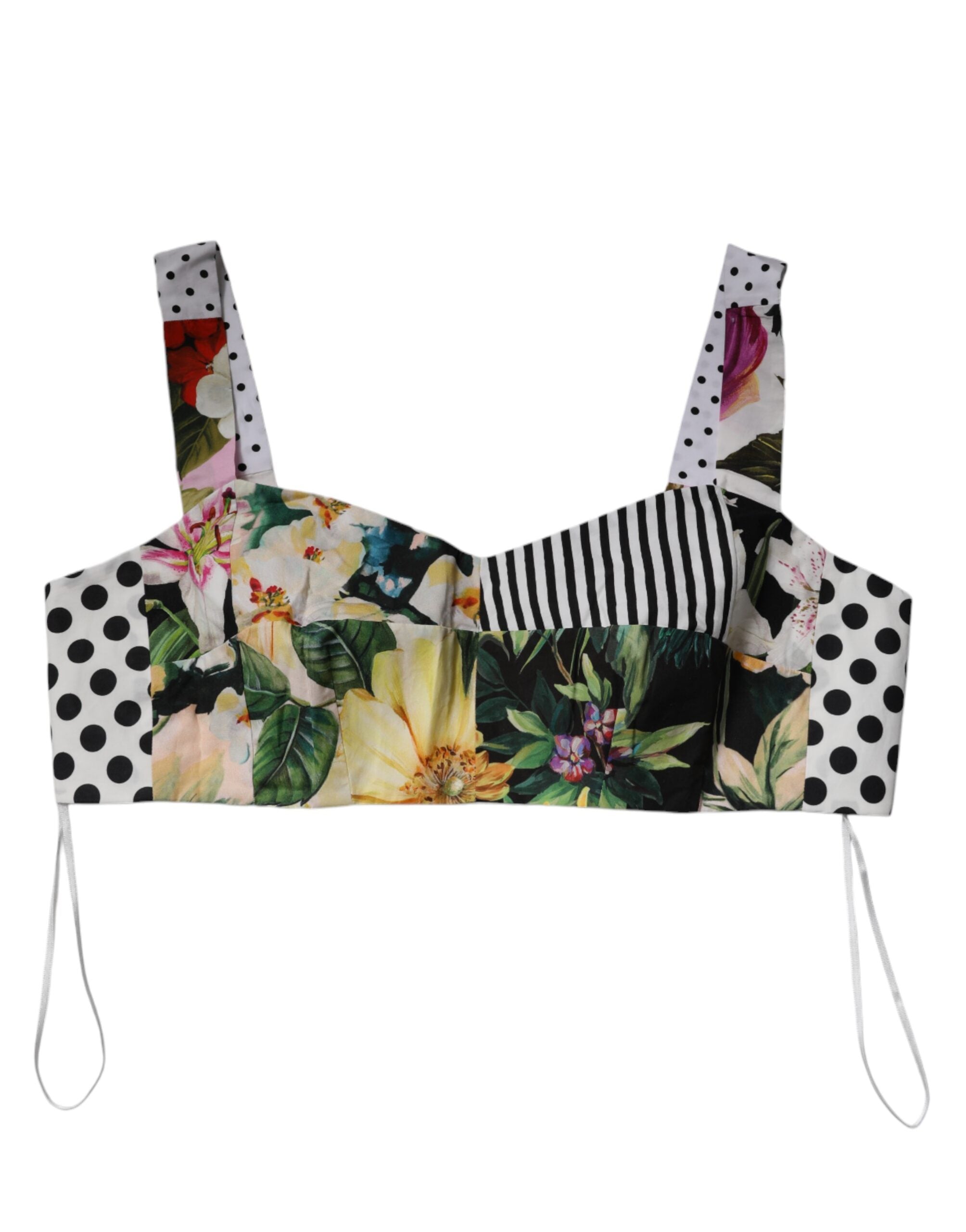 Dolce &amp; Gabbana Multicolor Sweetheart Neck Patchwork Crop Top