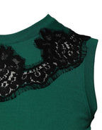 Dolce &amp; Gabbana Green Wool Lace Detail Sleeveless Tank Top