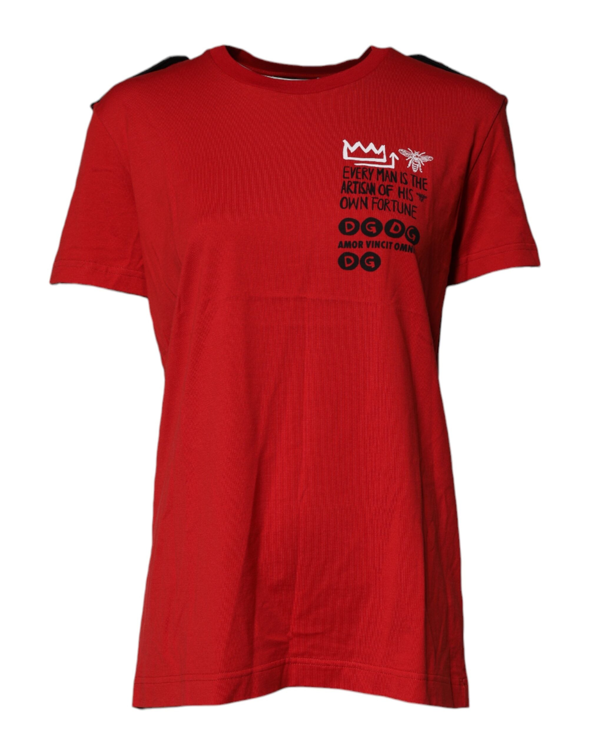 Dolce &amp; Gabbana Red Cotton Round Neck Short Sleeves T-shirt