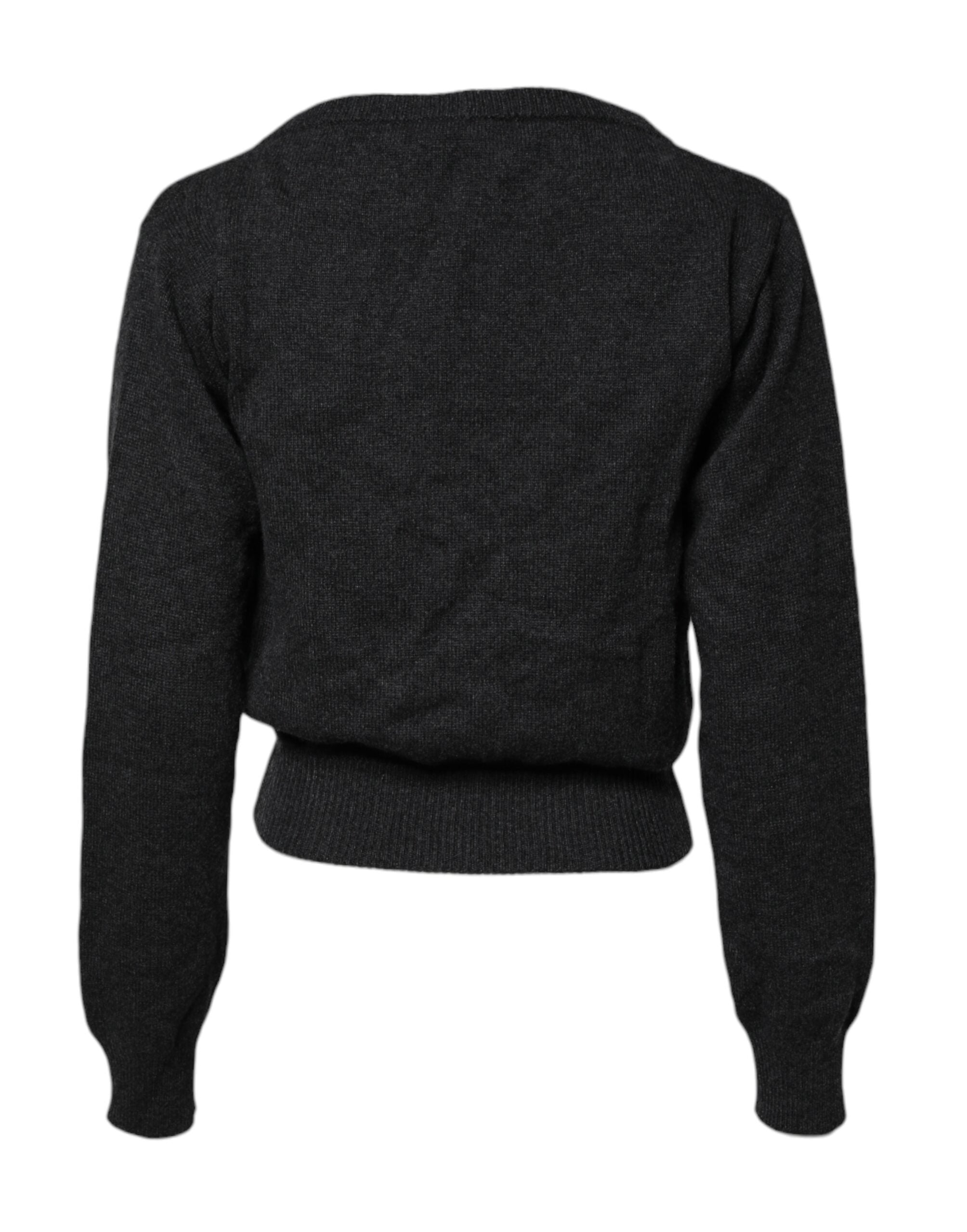 Dolce &amp; Gabbana Gray Cashmere Deep V-neck Pullover Sweater