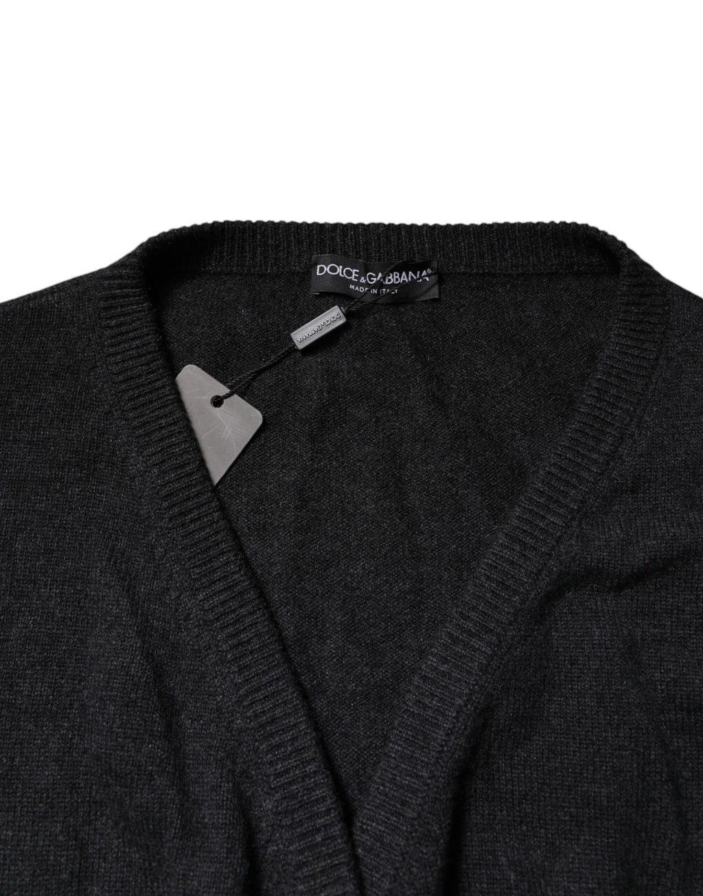 Dolce &amp; Gabbana Gray Cashmere Deep V-neck Pullover Sweater