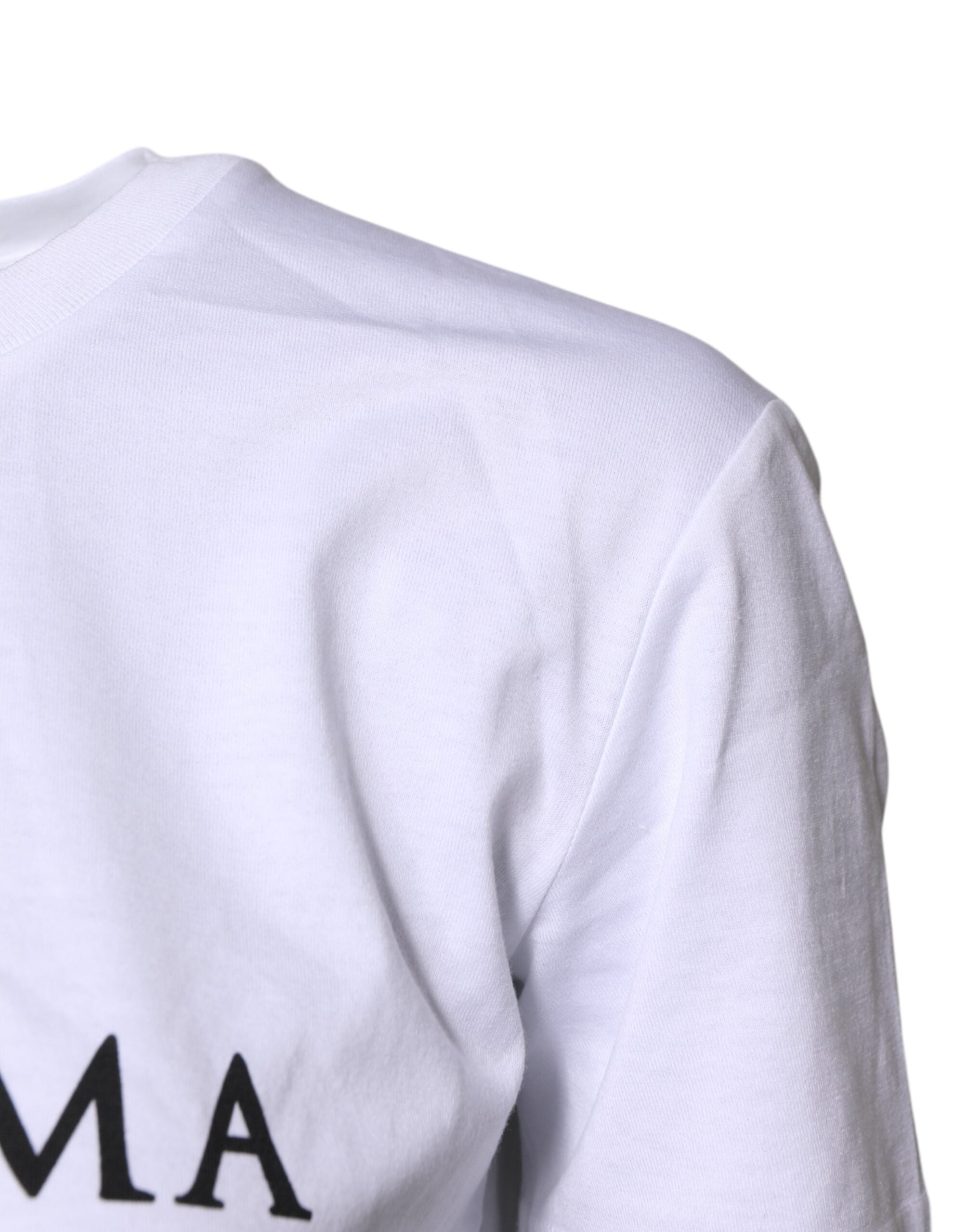 Dolce &amp; Gabbana White Cotton Printed Round Neck Top T-shirt