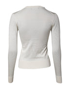 Dolce &amp; Gabbana Cream Floral Silk Embellished Cardigan Sweater