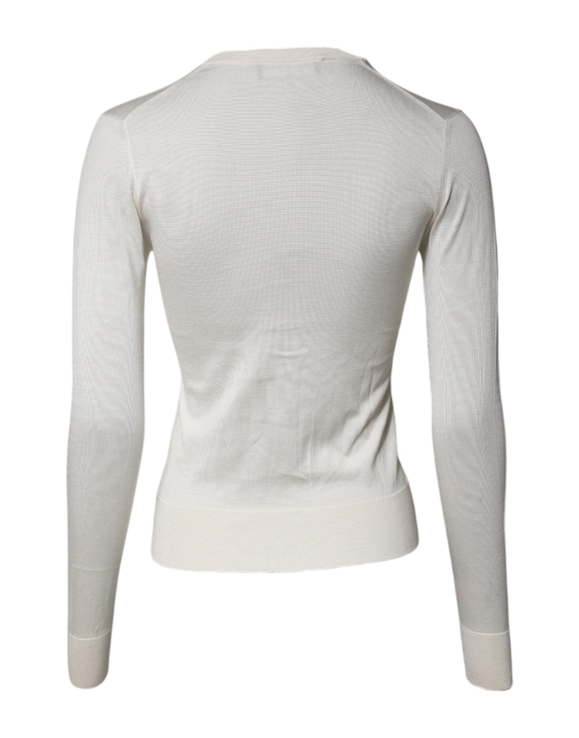 Dolce &amp; Gabbana Cream Floral Silk Embellished Cardigan Sweater