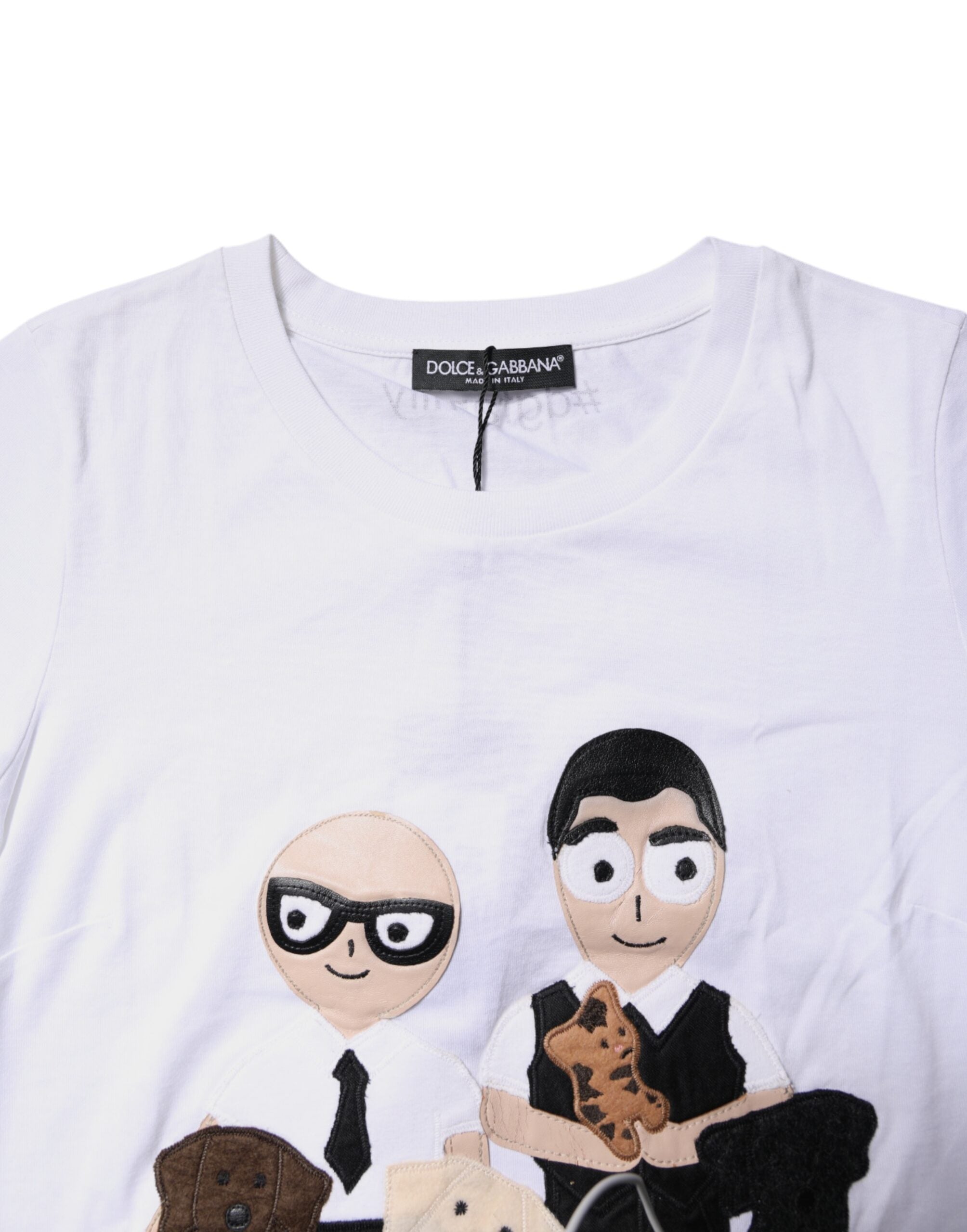 Dolce &amp; Gabbana White Cotton #DGFAMILY Embroidery T-shirt