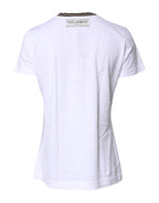 Dolce &amp; Gabbana White Printed Round Neck Top Cotton T-shirt