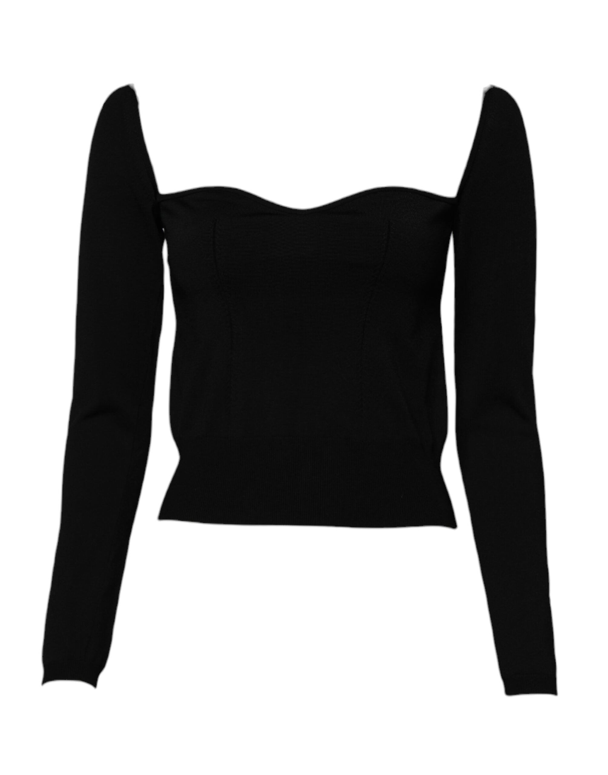 Dolce &amp; Gabbana Black Square Neckline Long Sleeves Sweater
