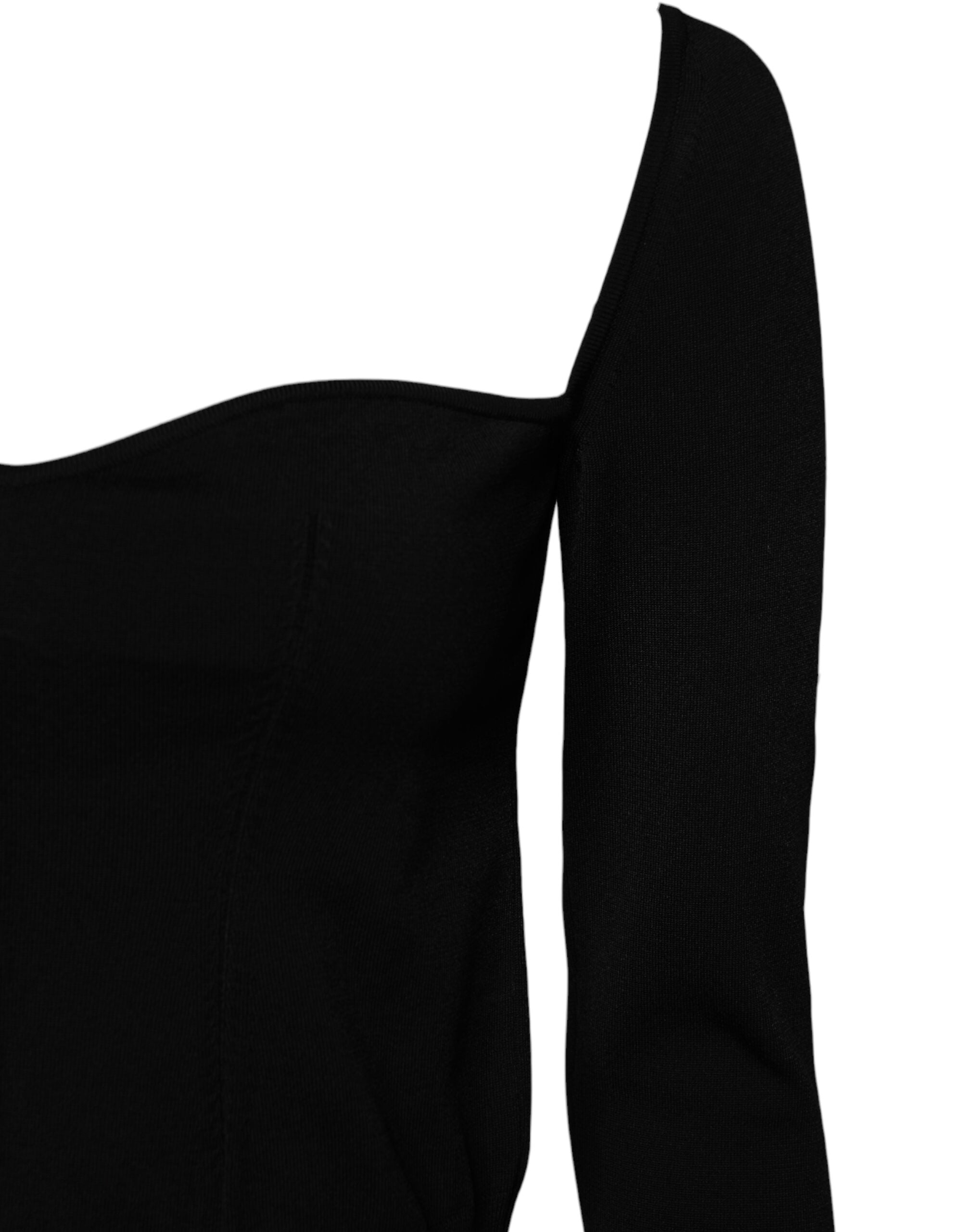 Dolce &amp; Gabbana Black Square Neckline Long Sleeves Sweater