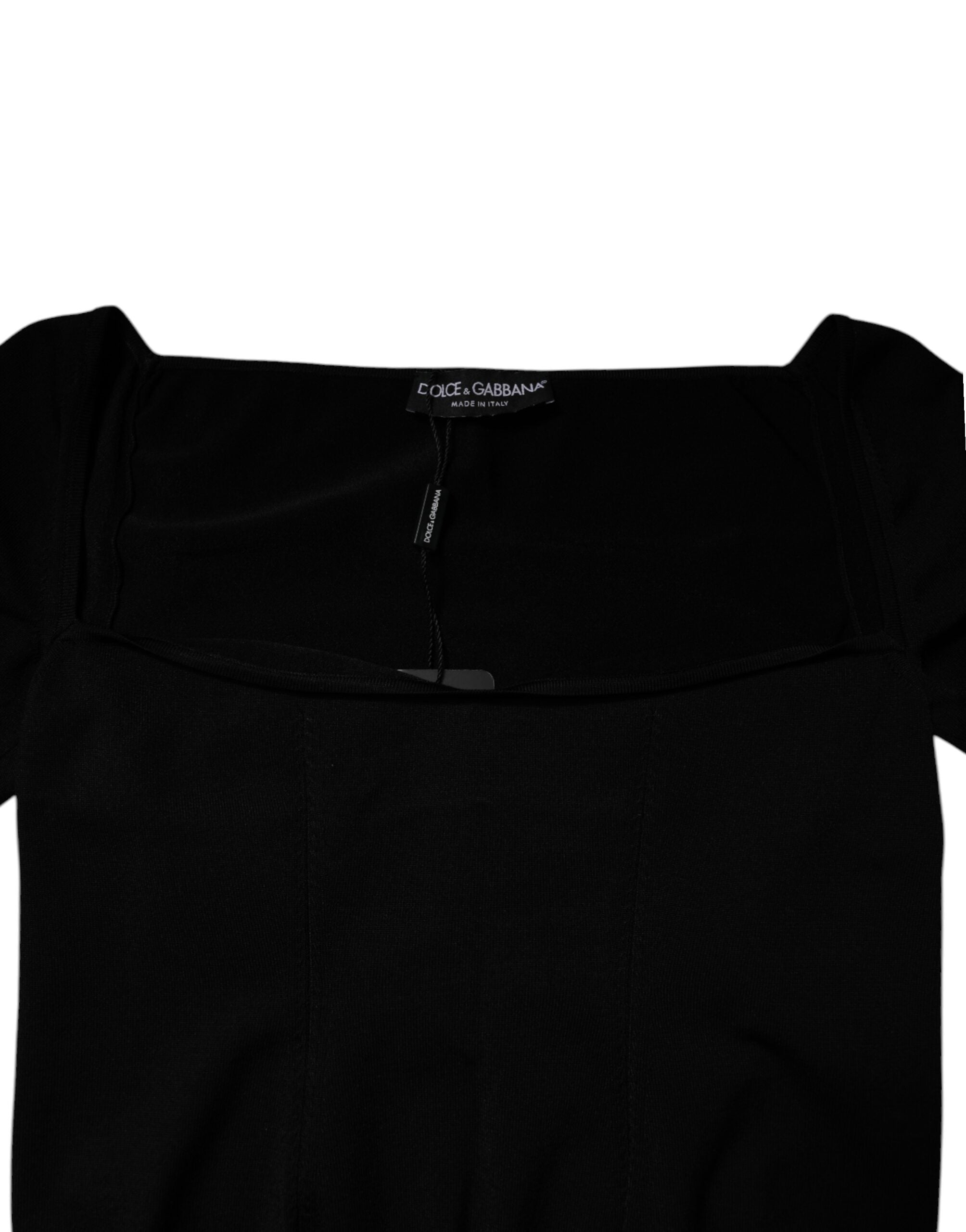 Dolce &amp; Gabbana Black Square Neckline Long Sleeves Sweater