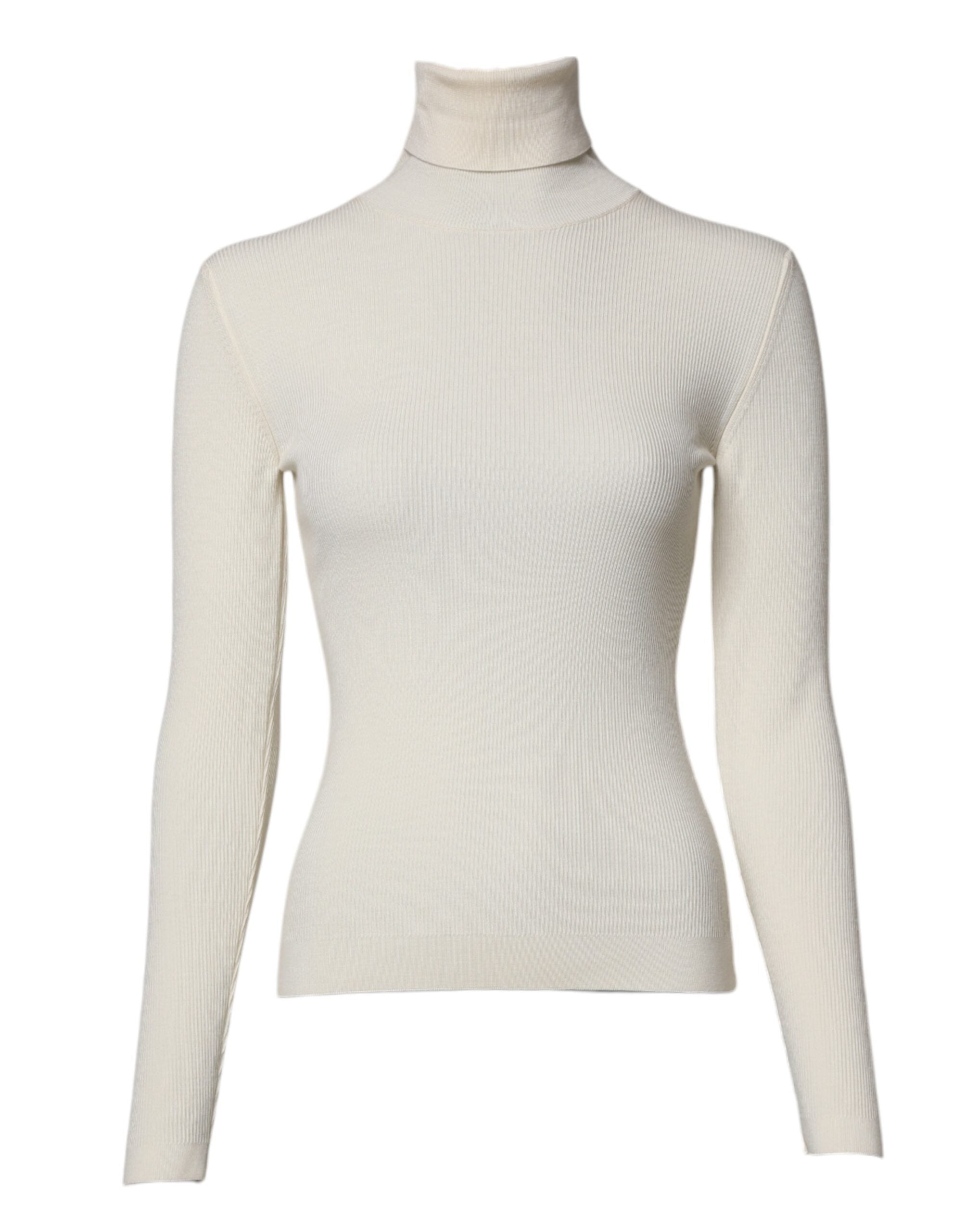 Dolce &amp; Gabbana Cream Long Sleeves Turtleneck Slim Sweater