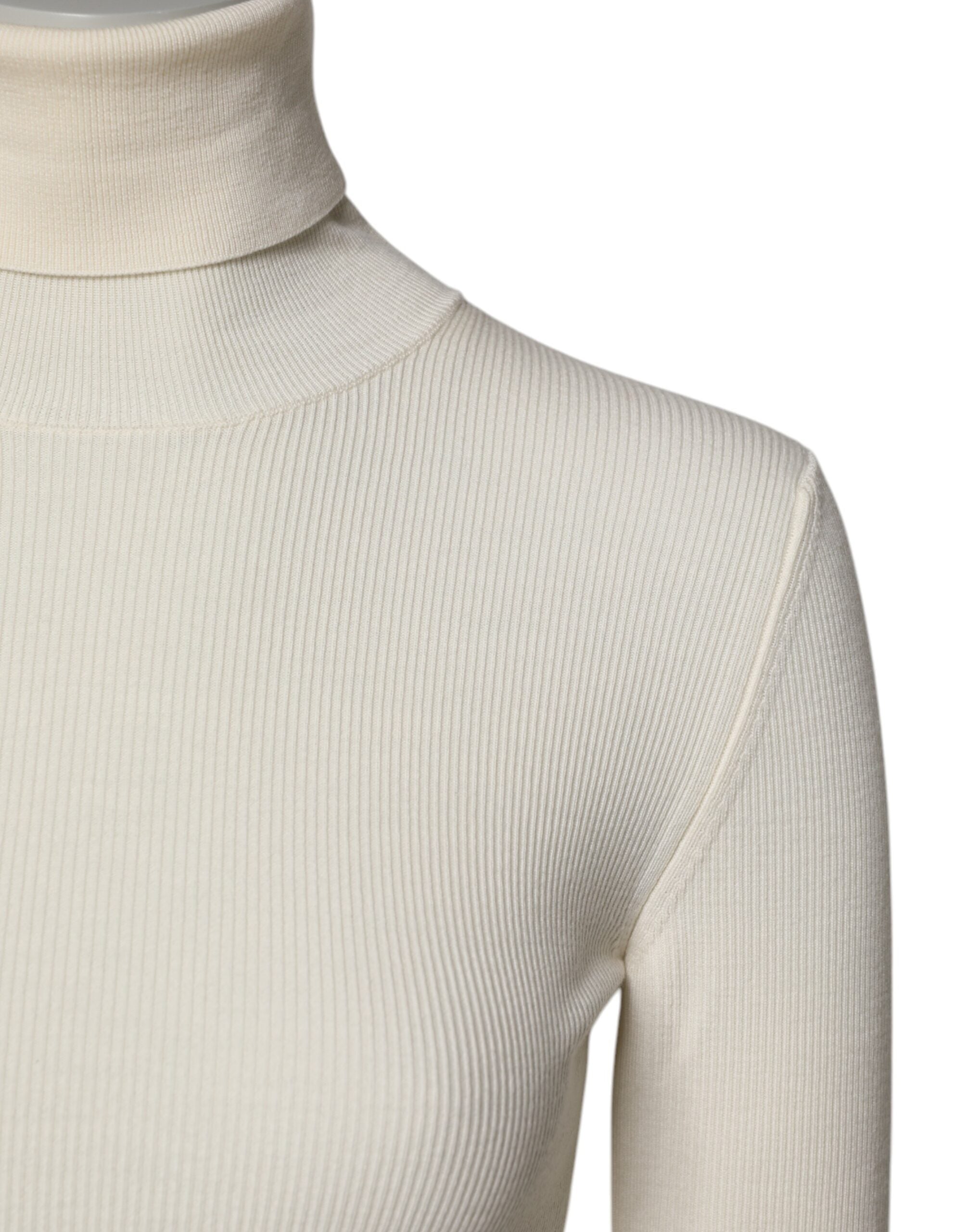 Dolce &amp; Gabbana Cream Long Sleeves Turtleneck Slim Sweater