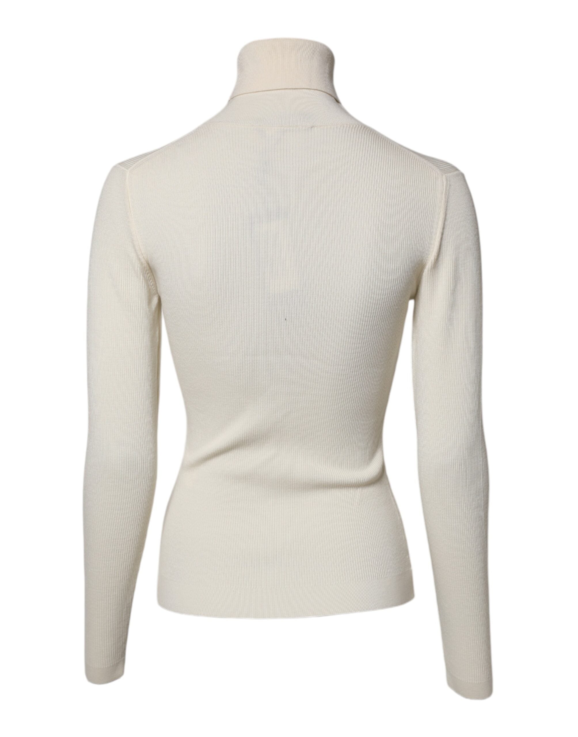 Dolce &amp; Gabbana Cream Long Sleeves Turtleneck Slim Sweater