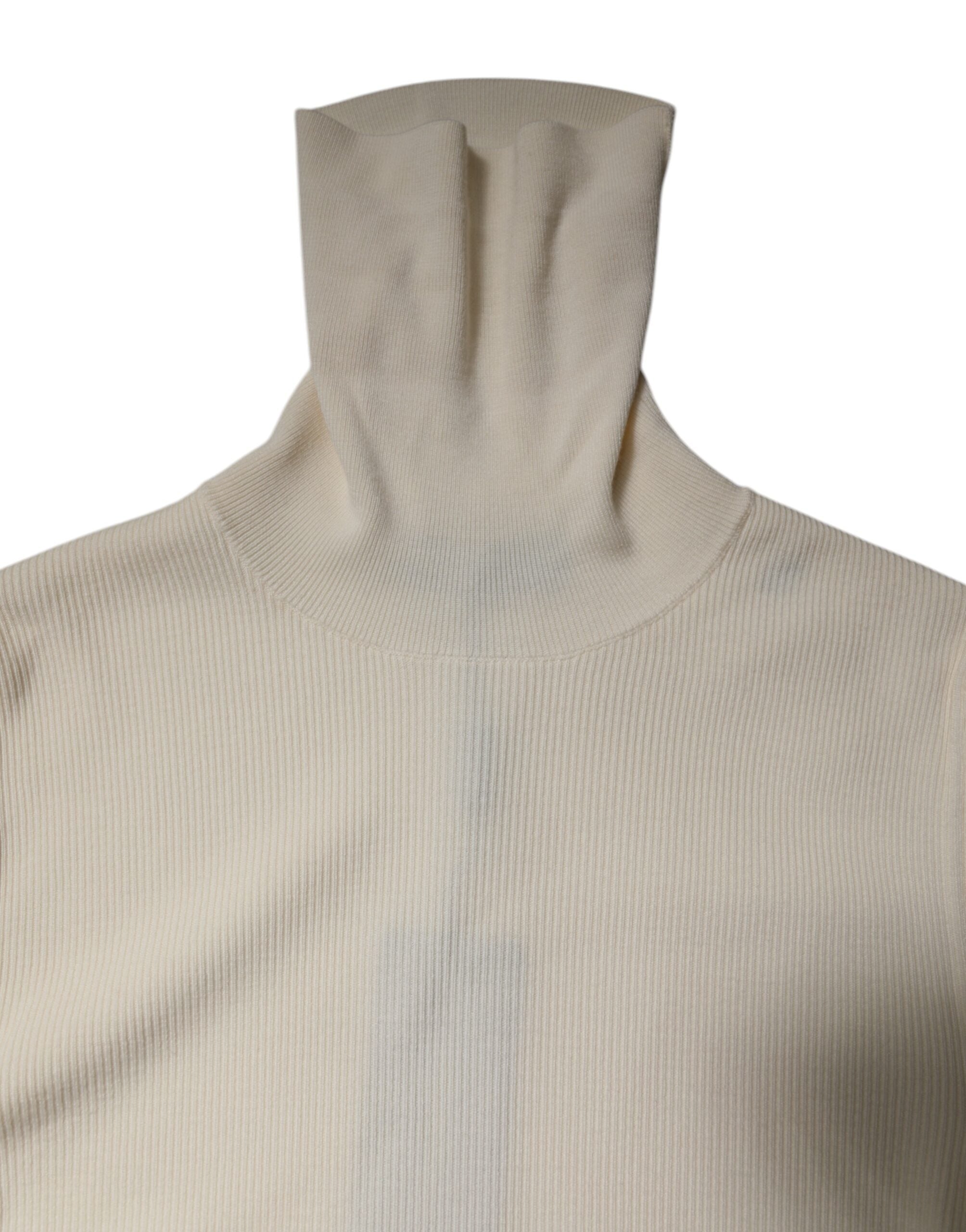 Dolce &amp; Gabbana Cream Long Sleeves Turtleneck Slim Sweater