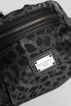 Dolce & Gabbana Black Gray Leopard DG Logo Belt Waist Fanny Pack Bag