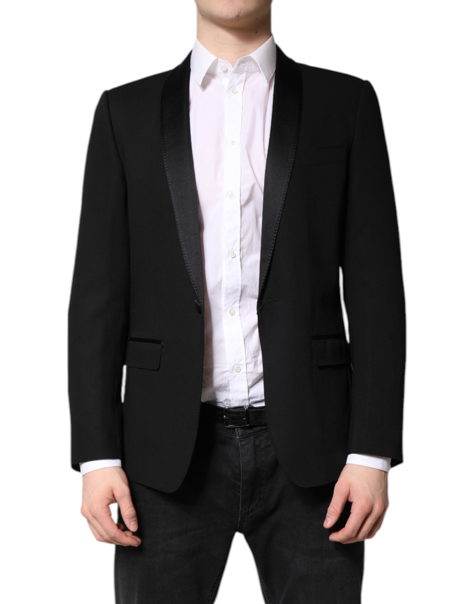 Dolce &amp; Gabbana Black Single Breasted Men Coat MARTINI Blazer