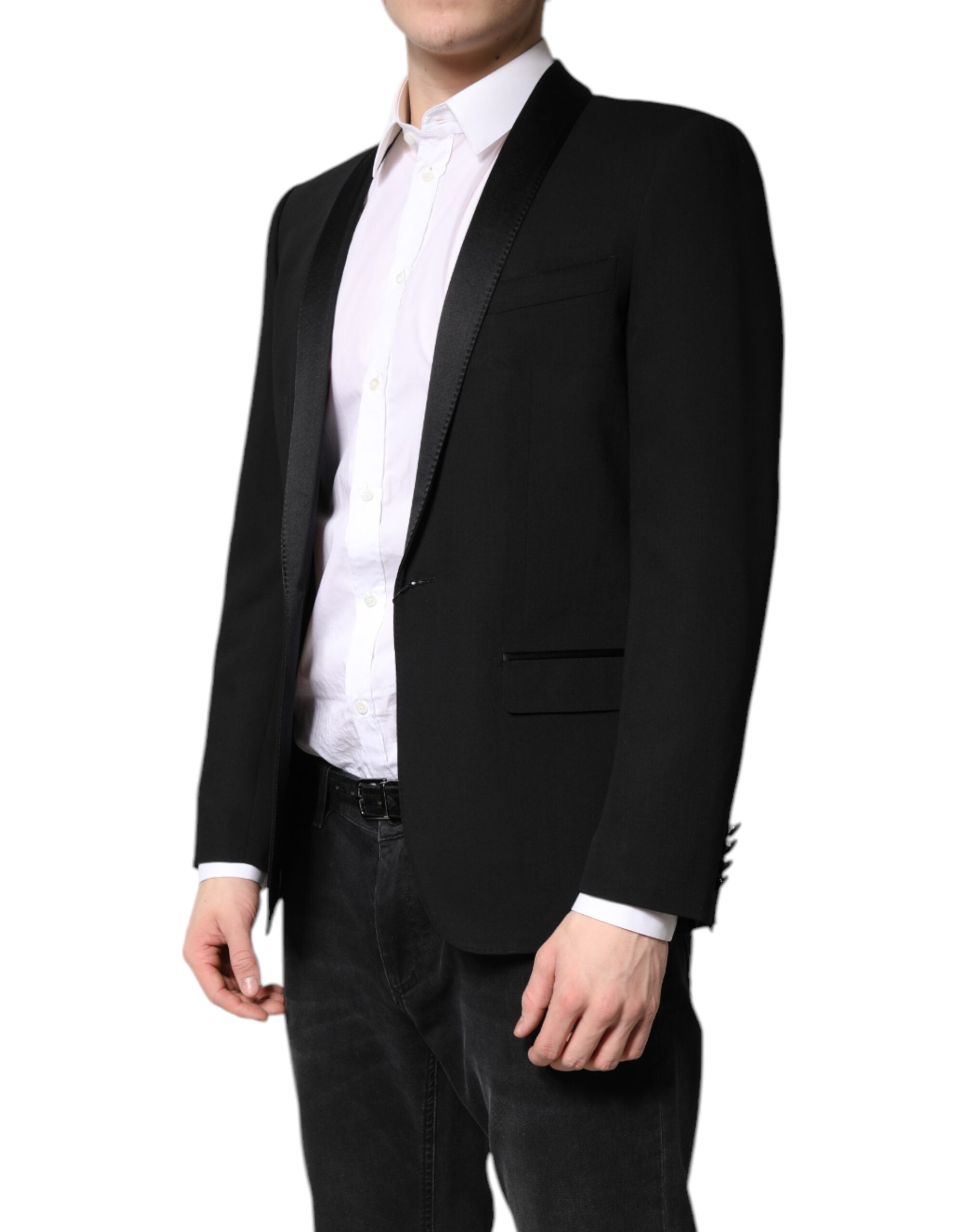 Dolce &amp; Gabbana Black Single Breasted Men Coat MARTINI Blazer