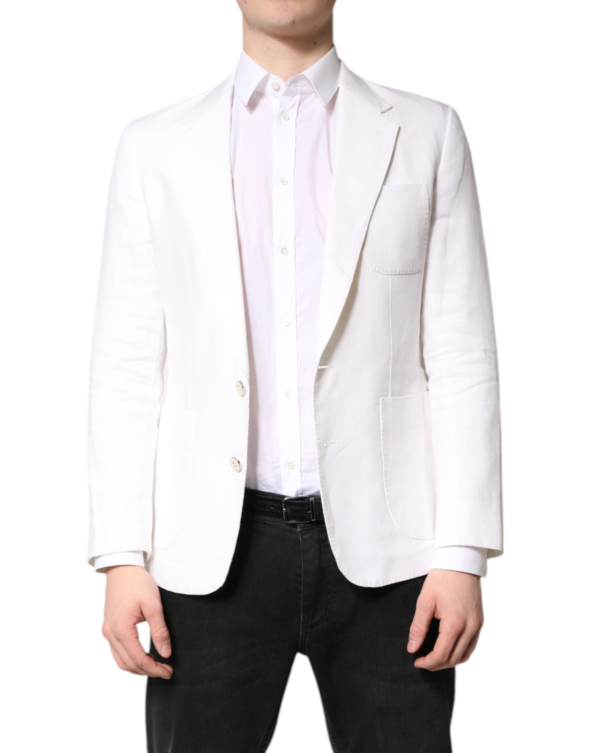 Dolce &amp; Gabbana White Single Breasted Men Coat Blazer Suit