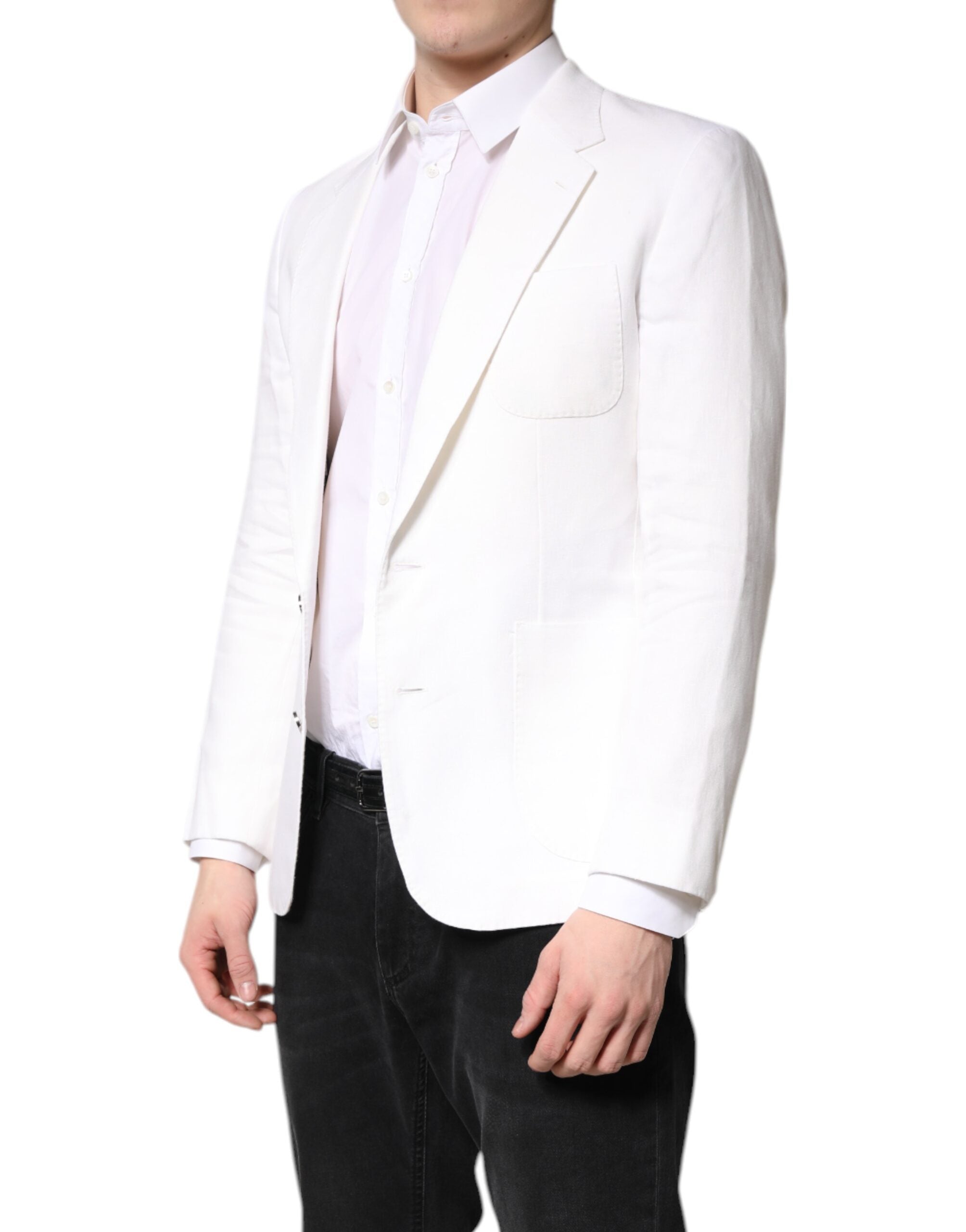 Dolce &amp; Gabbana White Single Breasted Men Coat Blazer Suit