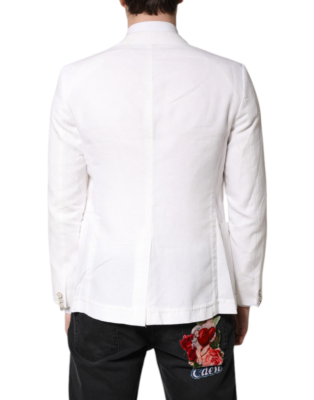 Dolce &amp; Gabbana White Single Breasted Men Coat Blazer Suit