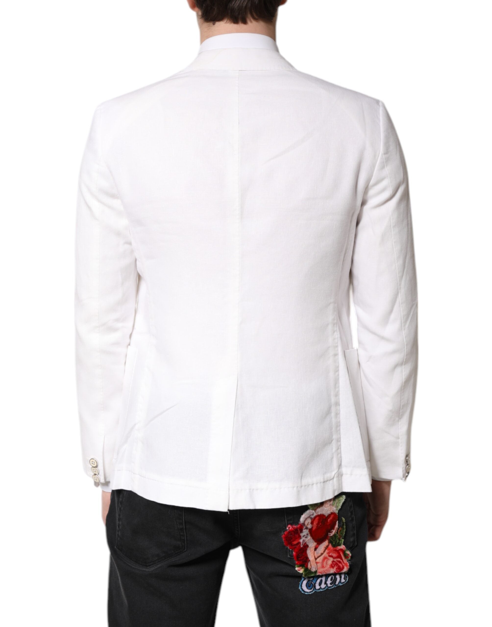 Dolce &amp; Gabbana White Single Breasted Men Coat Blazer Suit