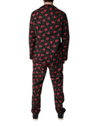 Dolce &amp; Gabbana Black Floral Print Cotton Men Pajama Set Sleepwear