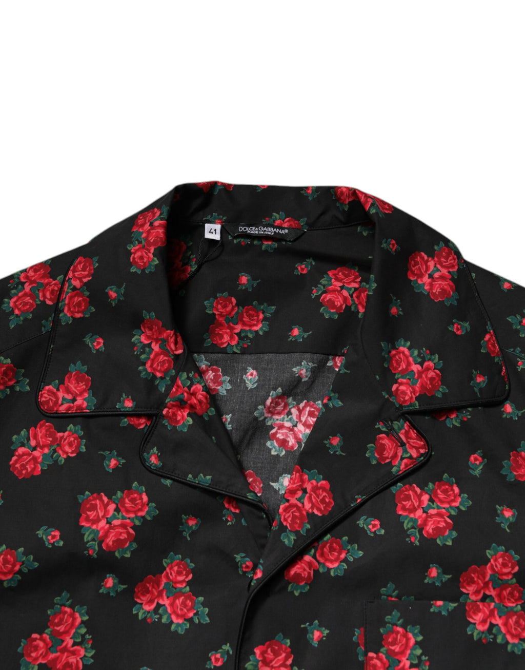 Dolce &amp; Gabbana Black Floral Print Cotton Men Pajama Set Sleepwear