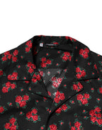 Dolce &amp; Gabbana Black Floral Print Cotton Men Pajama Set Sleepwear