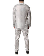Dolce &amp; Gabbana White Black Stripes Cotton Men Pajama Set Sleepwear
