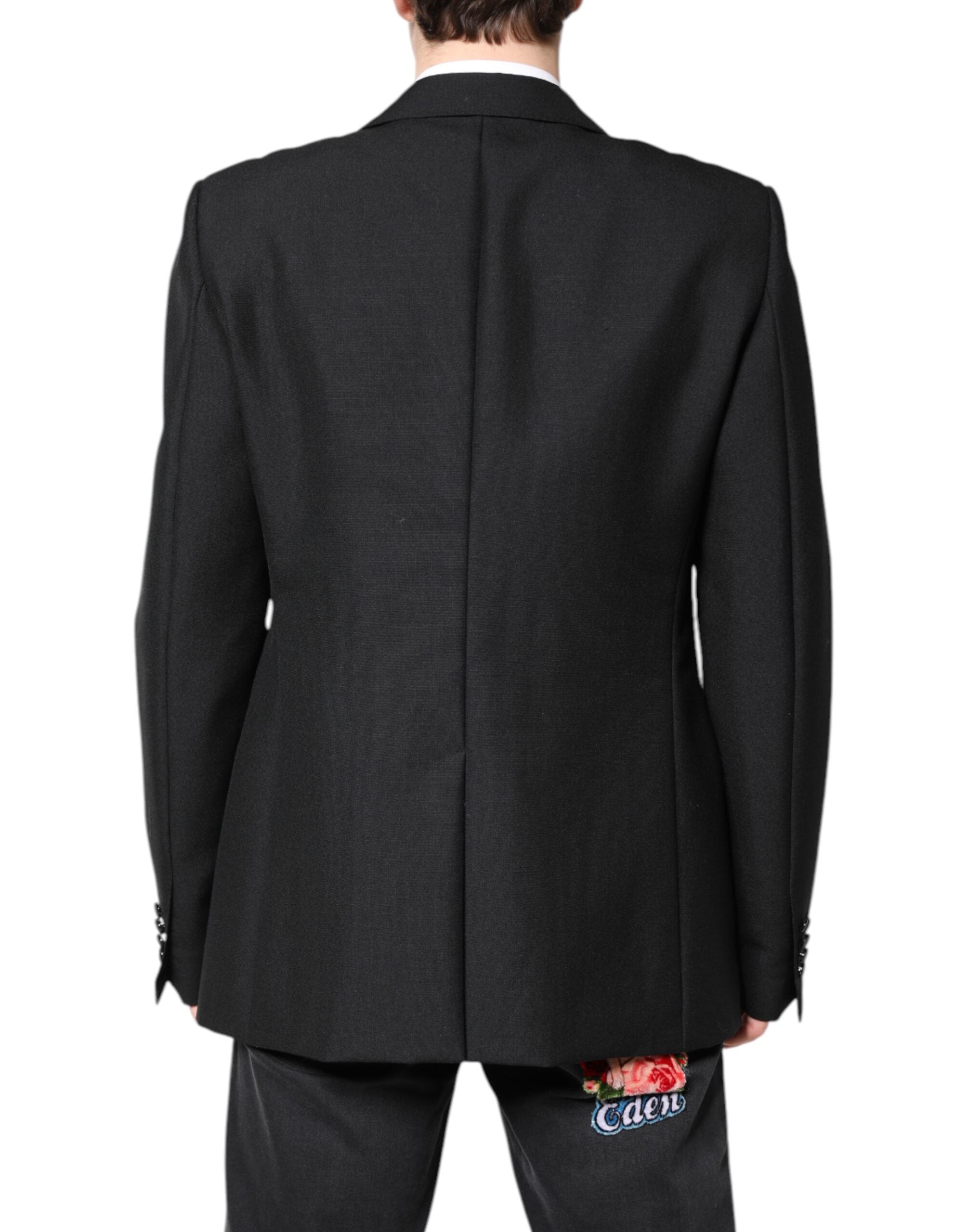 Dolce &amp; Gabbana Black Wool Single Breasted Coat Blazer