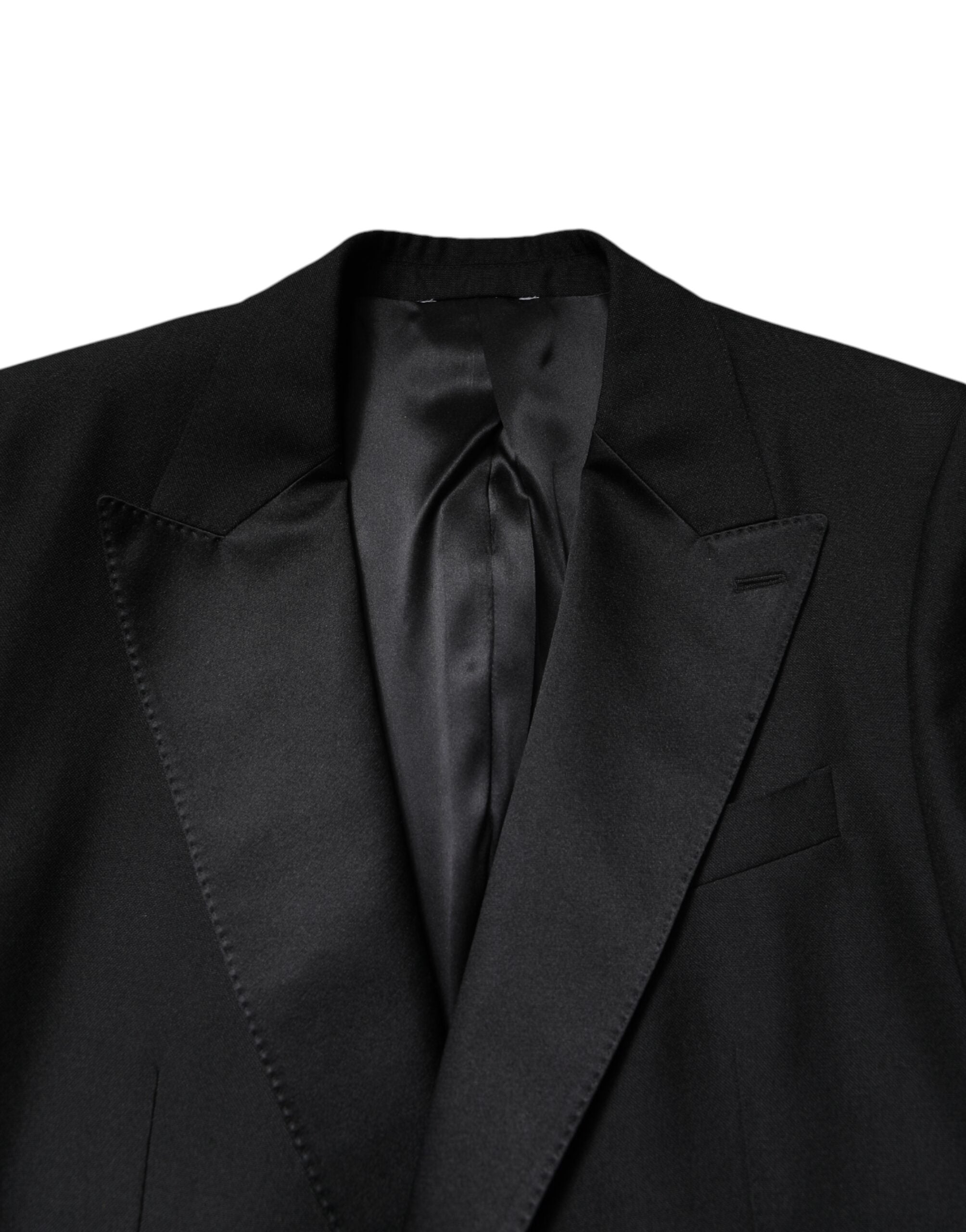 Dolce &amp; Gabbana Black Wool Single Breasted Coat Blazer