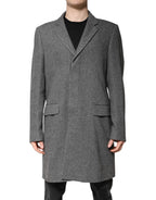 Dolce &amp; Gabbana Gray Wool Single Breasted Trench Coat Jacket