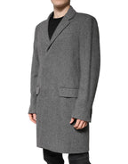 Dolce &amp; Gabbana Gray Wool Single Breasted Trench Coat Jacket