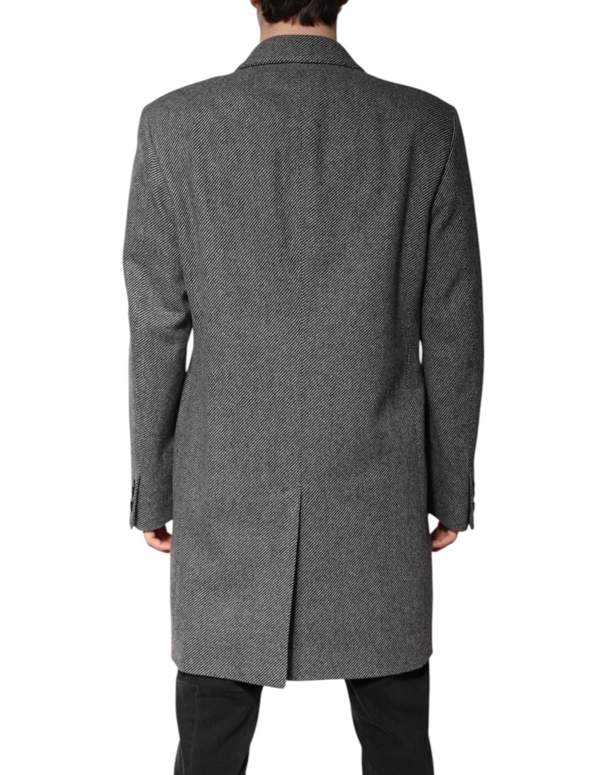Dolce &amp; Gabbana Gray Wool Single Breasted Trench Coat Jacket