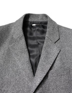Dolce &amp; Gabbana Gray Wool Single Breasted Trench Coat Jacket